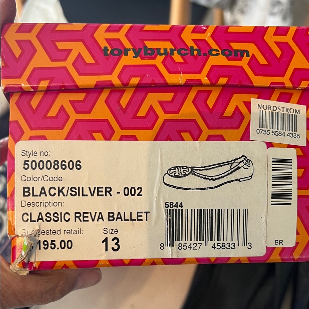 Tory Burch Black Flats with Silver Logo - Picture 5 of 5